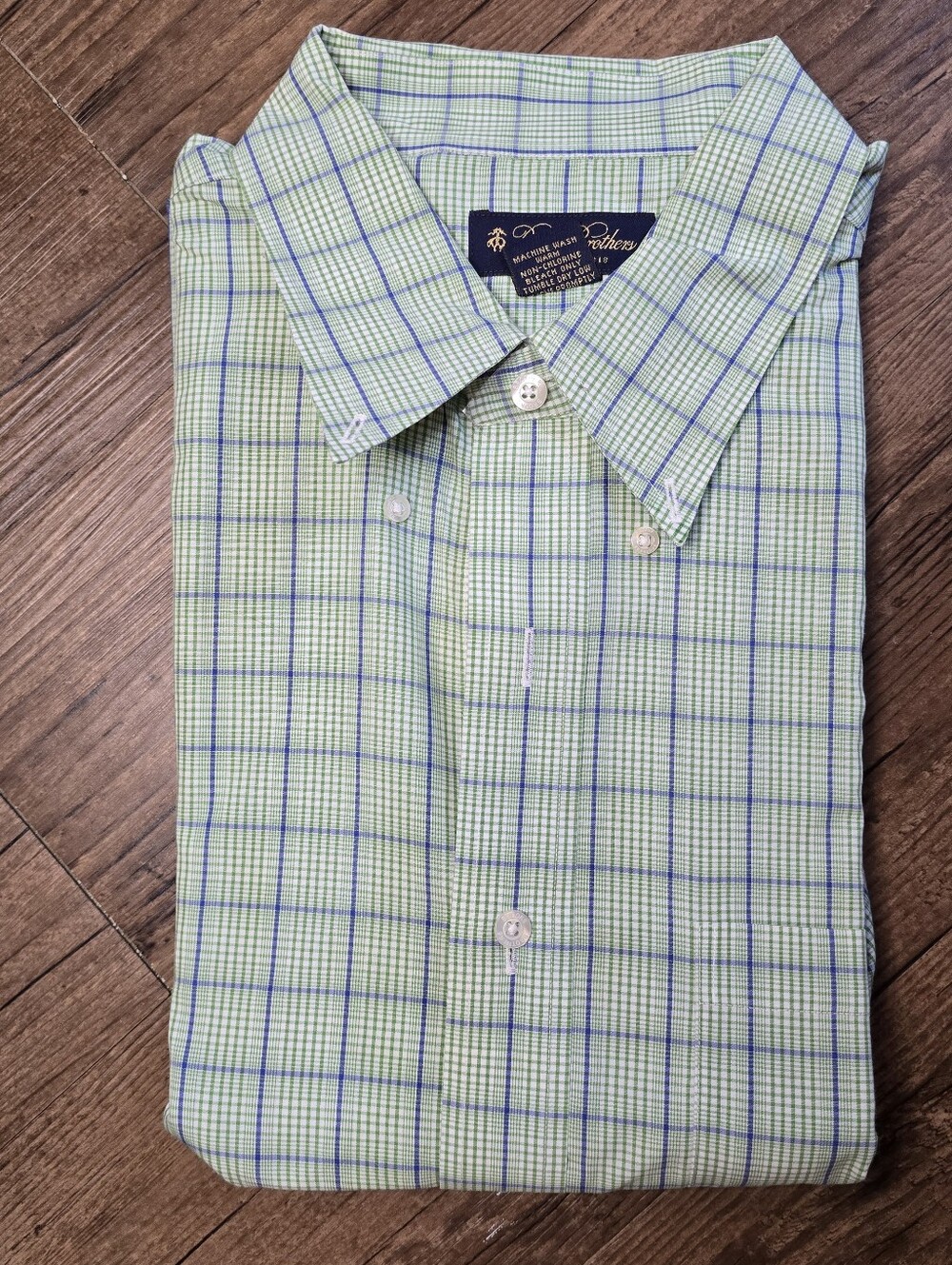 Brooks Brothers Green and Blue Plaid Button-Down Shirt
